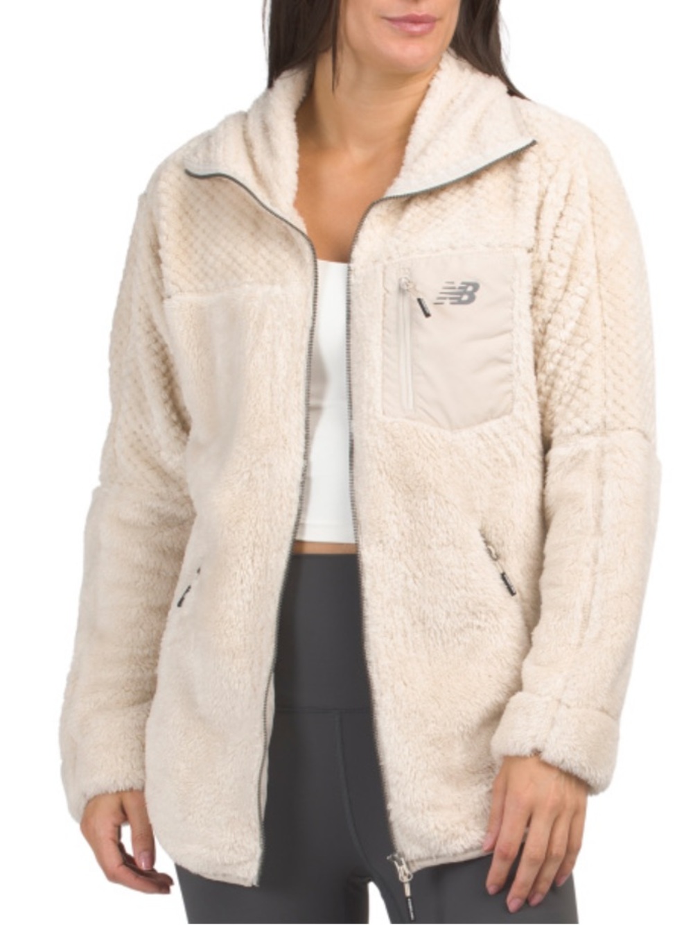 New Balance Women's Cream Plush Sherpa Zip Jacket